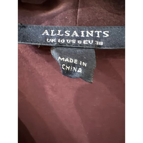 ALL SAINTS Abi Long Sleeve Draped Wrap Over Top (new - Picture 6 of 8